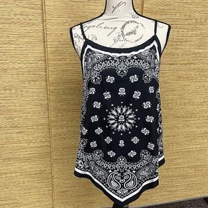 Black and White, Hanker-chief, Paisley Women's Top